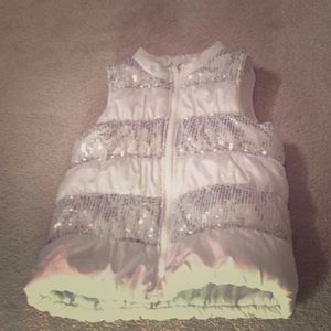 White and silver sequin vest